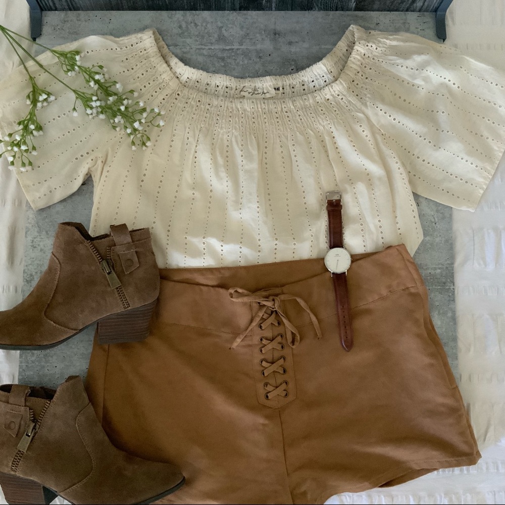 H&M Cream Over the Shoulder Top